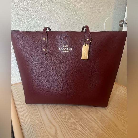 Coach Deep Burgundy Leather Tote - Picture 1 of 10